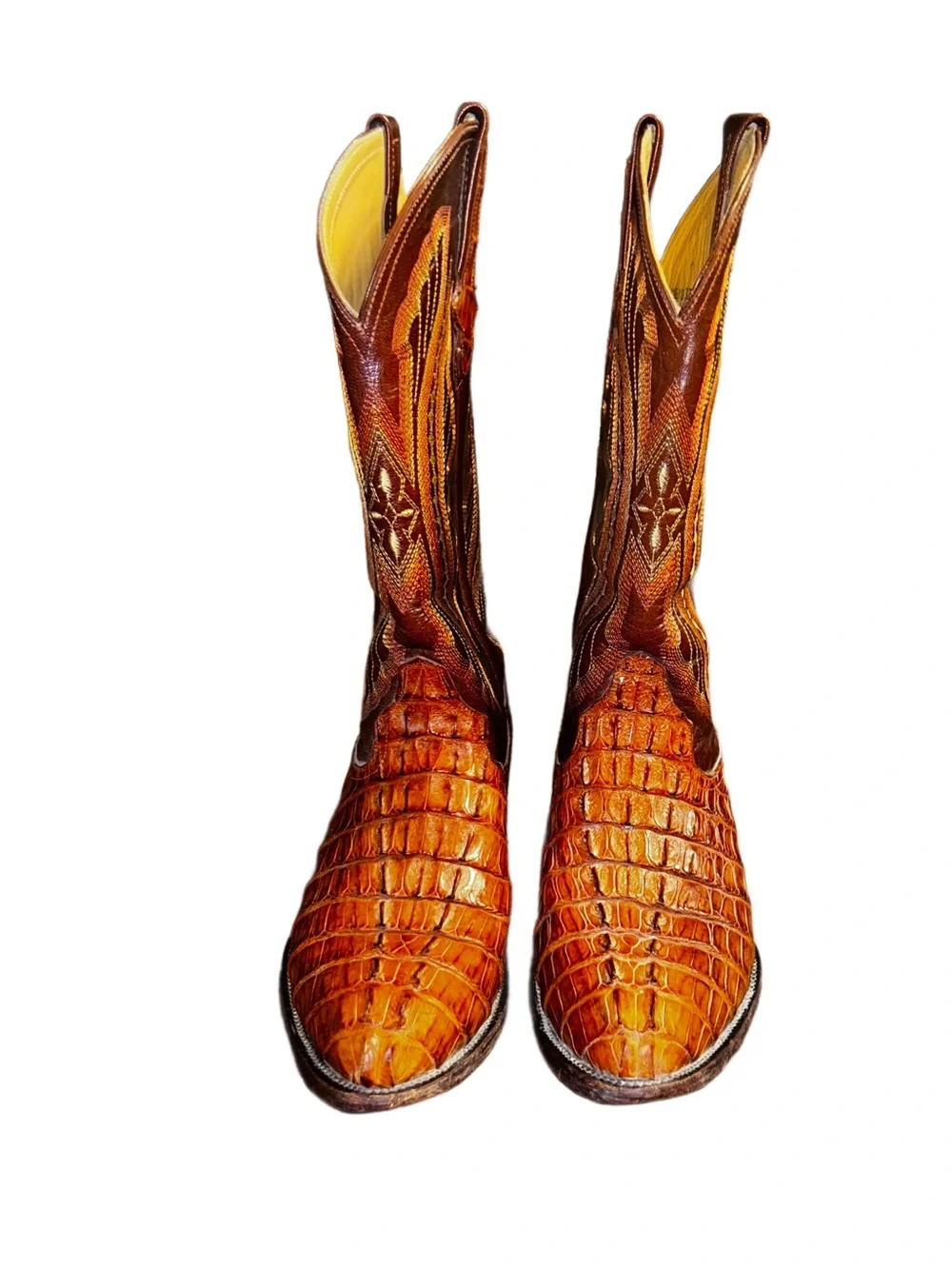 Ferrini ~ Vintage ~ Men’s 9 1/2 ~ Brown & Beige ~ Caiman Crocodile Leather Boots